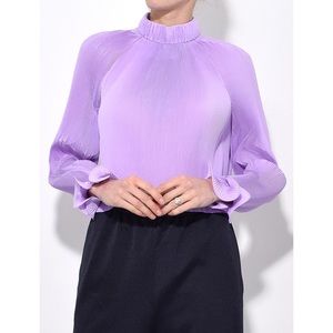 Tibi Purple Pleated Ruffle Top size XS beautiful!